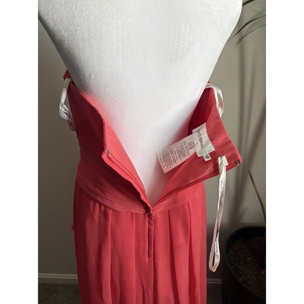 David's Bridal Coral 100% Polyester Sleeveless Bridesmaid Dress Size 10 Regular - Picture 4 of 10